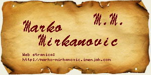 Marko Mirkanović vizit kartica